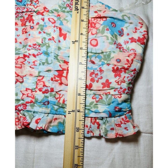 AMERICAN EAGLE Cropped Floral Cinch‎ Front Smocked Back Ruffle Halter XS NWT - Picture 10 of 10